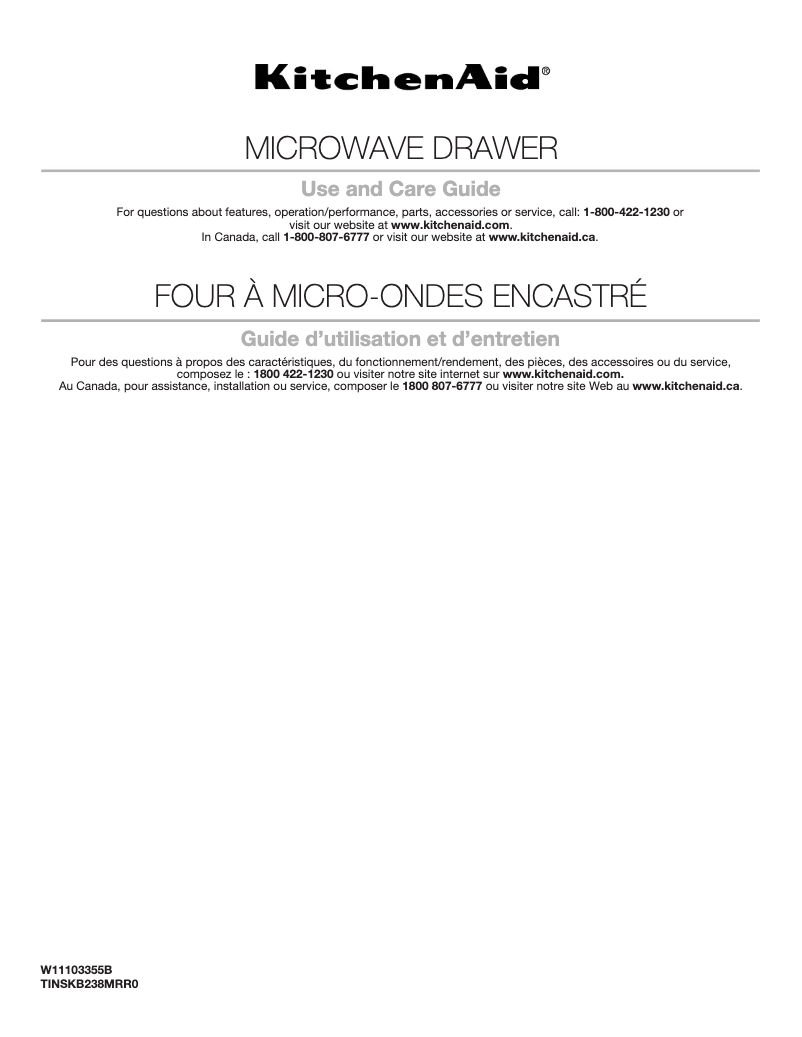 Page n°1 - Manuel utilisateur KitchenAid KMBD104GSS