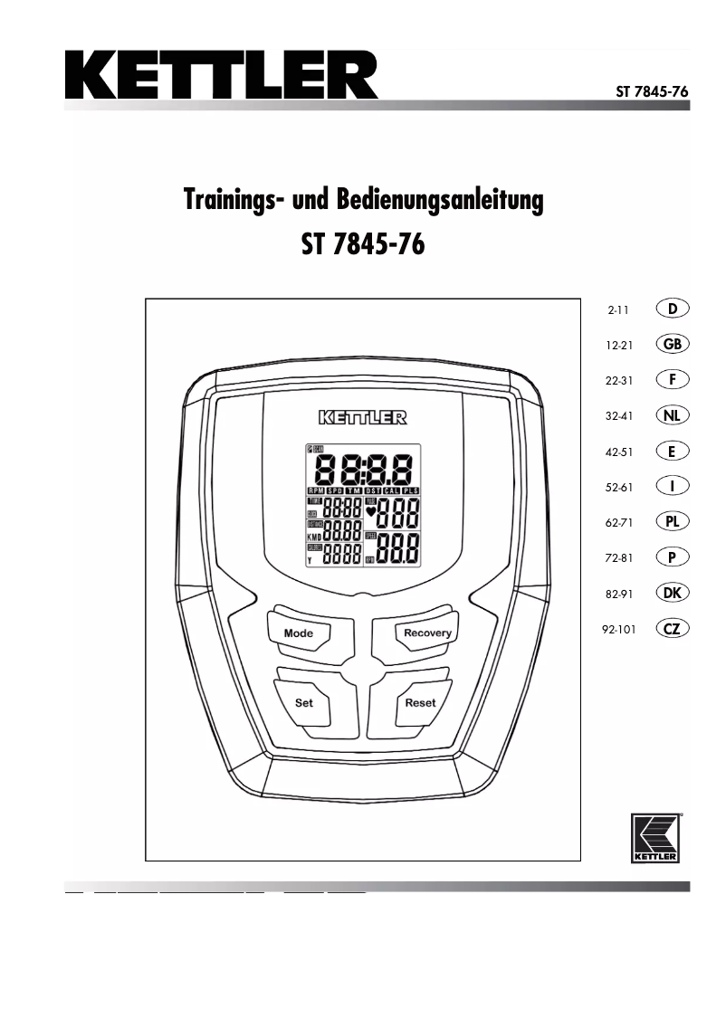 Page n°1 - Manuel utilisateur Kettler Curo M
