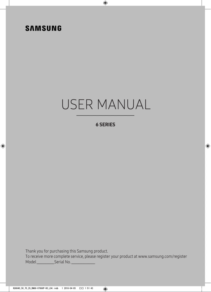 Image de la première page du manuel de l'appareil UE43KU6649U