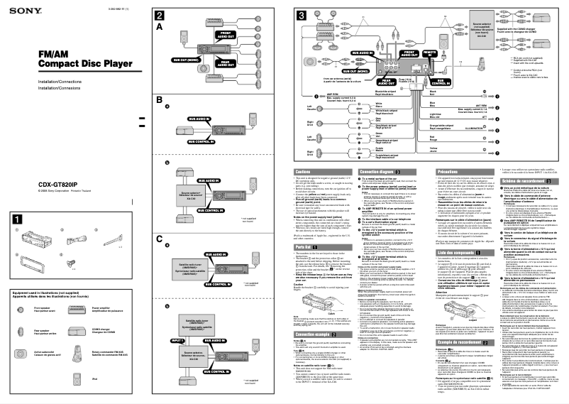 Page n°1 - Guide d'installation Sony CDX-GT820IP