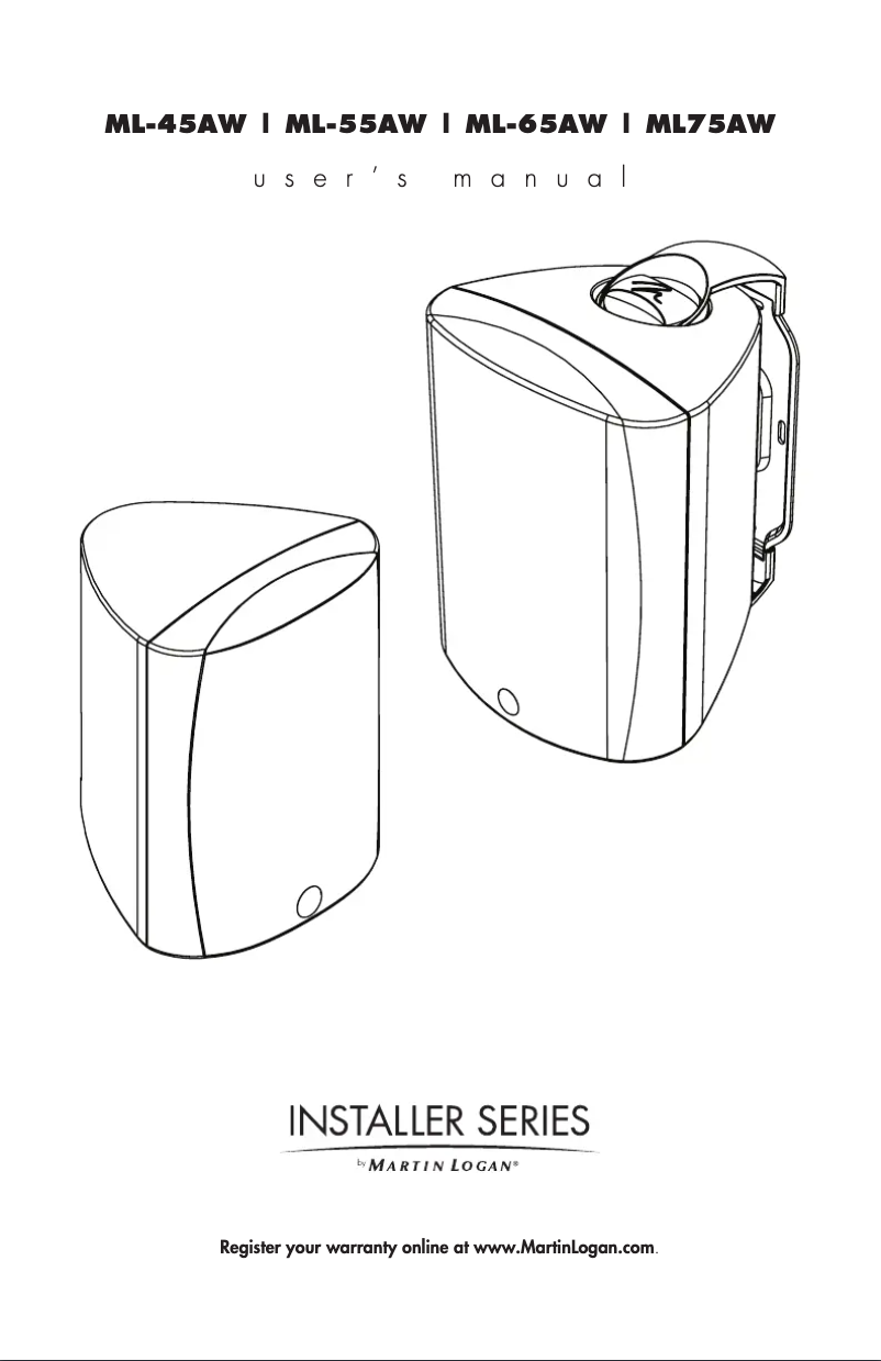 Page 1 de la notice Manuel utilisateur Martin Logan Installer Series ML-45AW