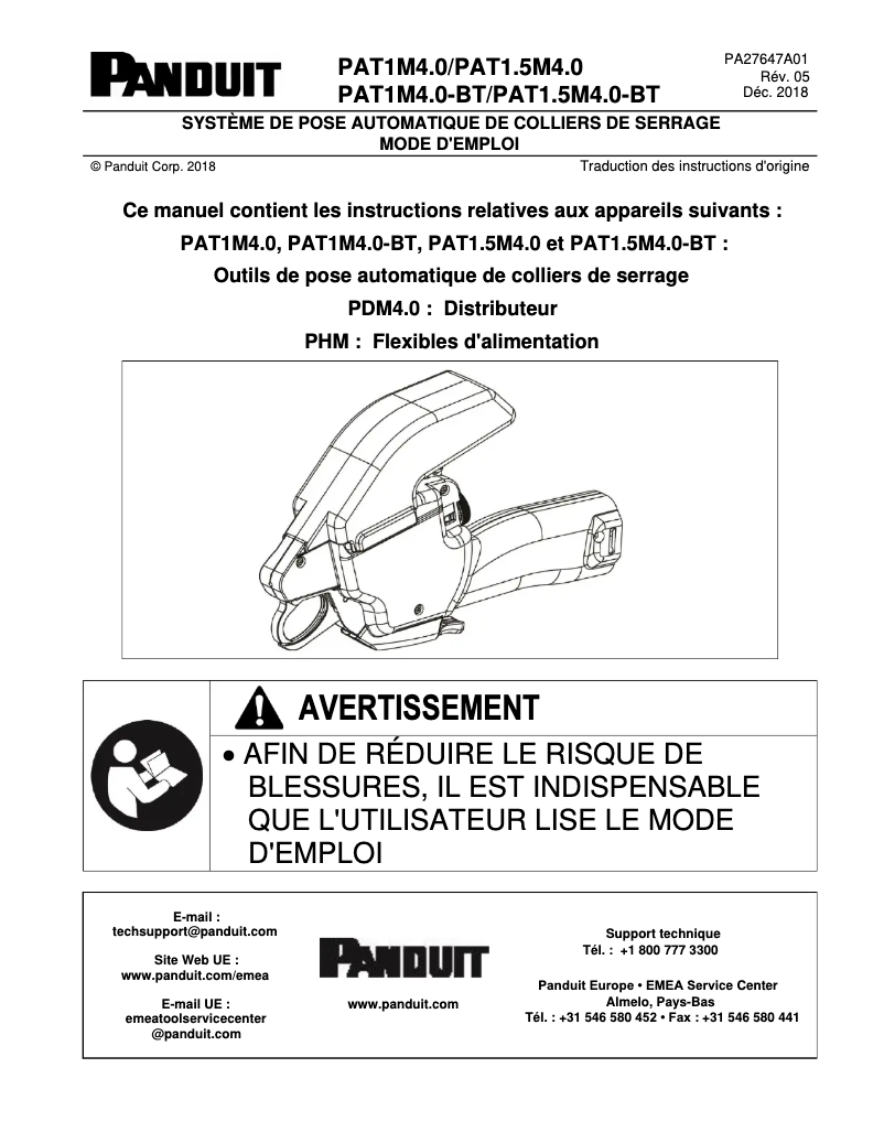 Page n°1 - Manuel utilisateur Panduit PDM4.0