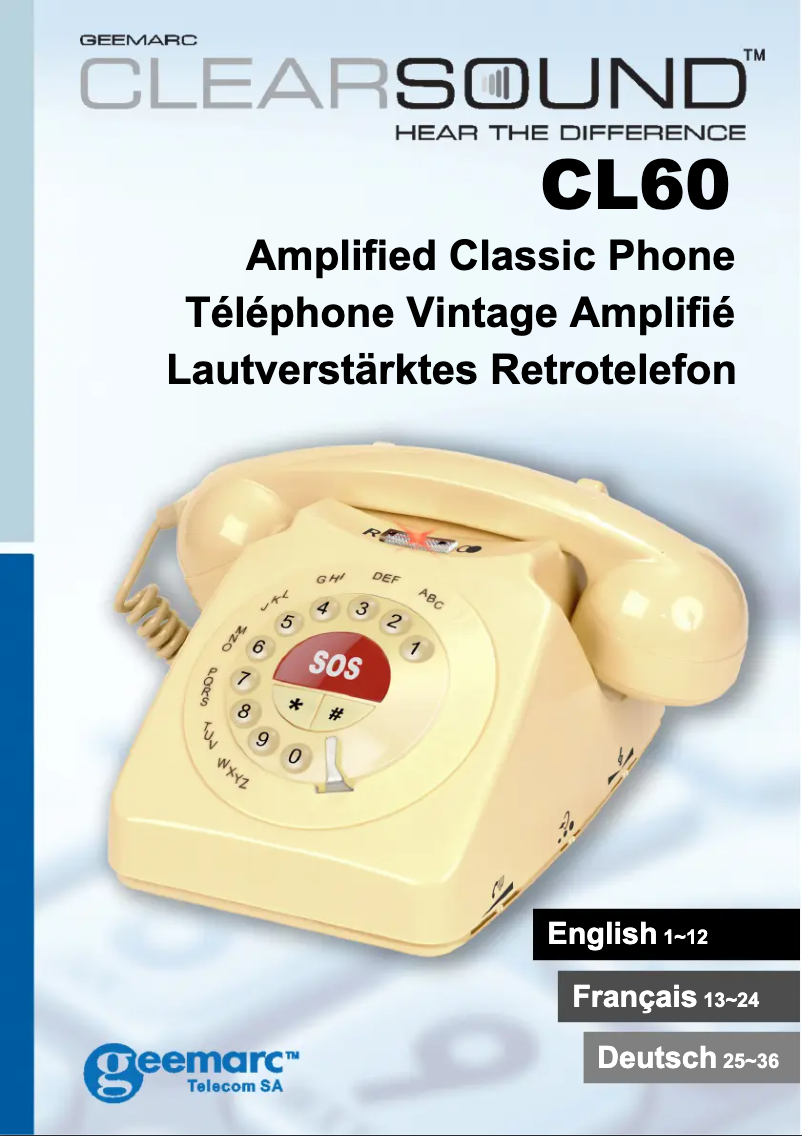 Image de la première page du manuel de l'appareil ClearSound CL60