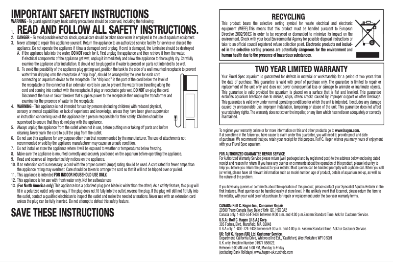 Image de la première page du manuel de l'appareil Spec