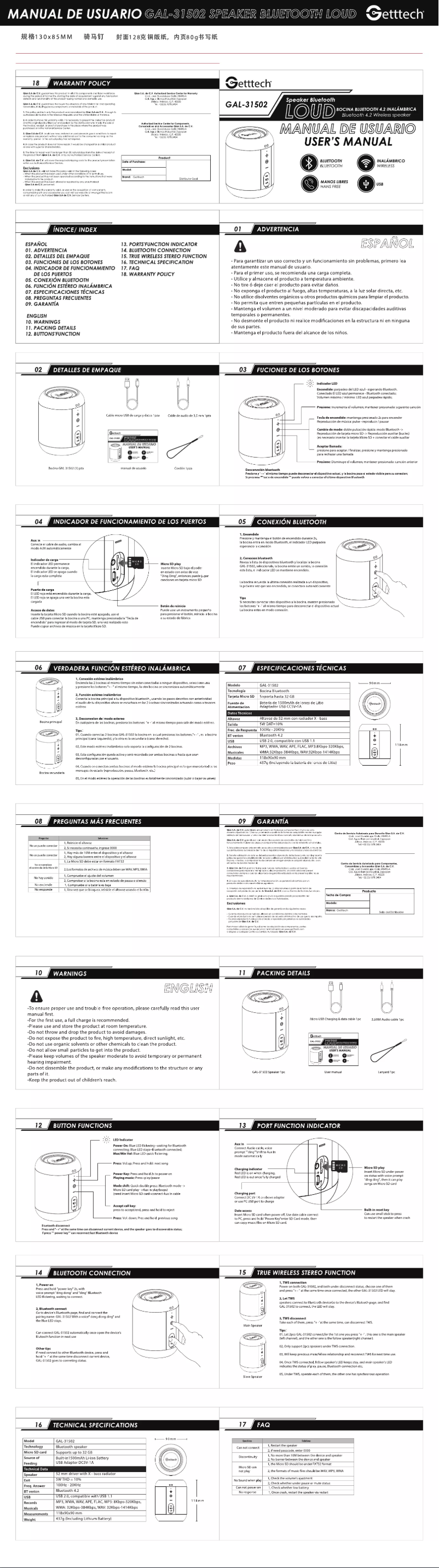 Image de la première page du manuel de l'appareil GAL-31502