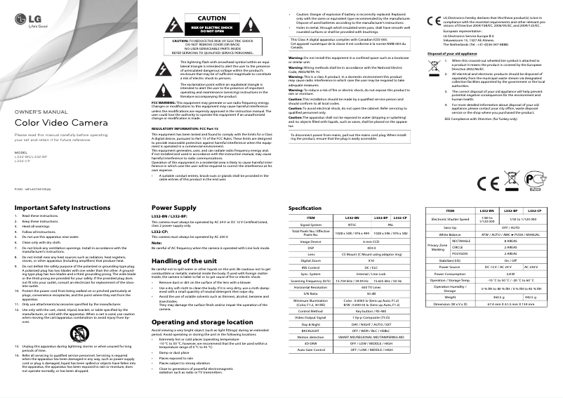Page 1 de la notice Manuel utilisateur LG L332