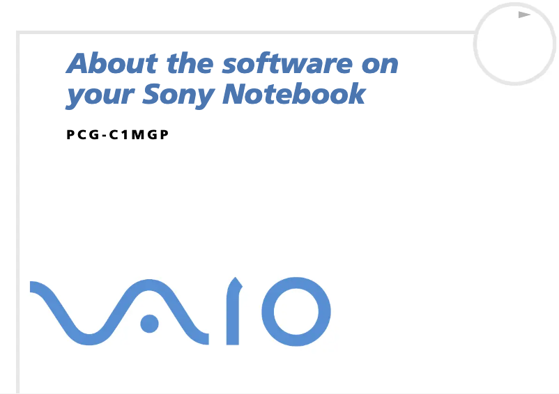 Image de la première page du manuel de l'appareil Vaio PCG-C1MGP