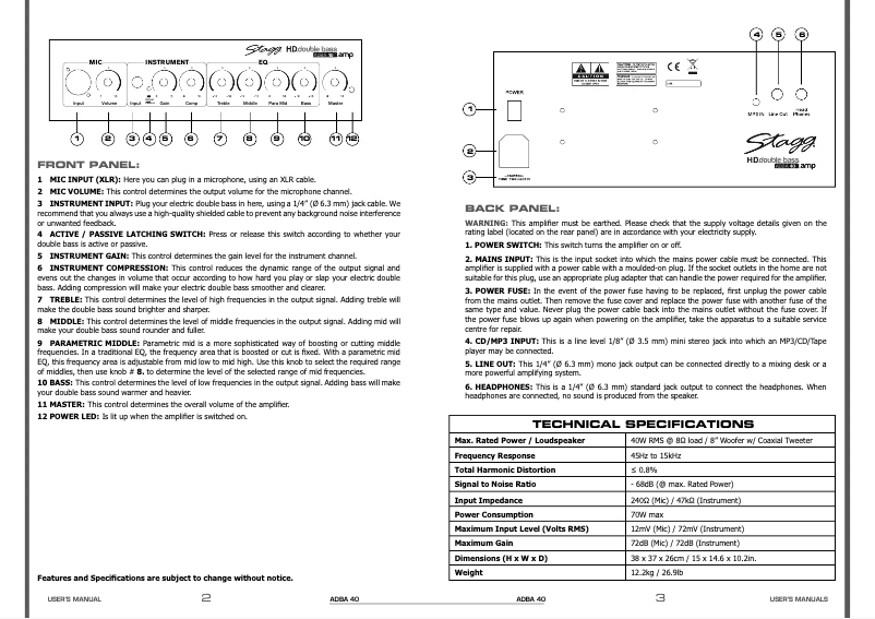 Image de la première page du manuel de l'appareil ADBA 40