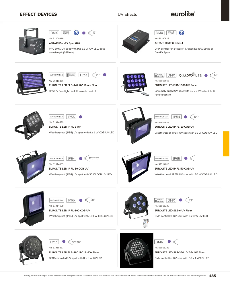 Page 1 de la notice Catalogue Antari DarkFX Spot 670