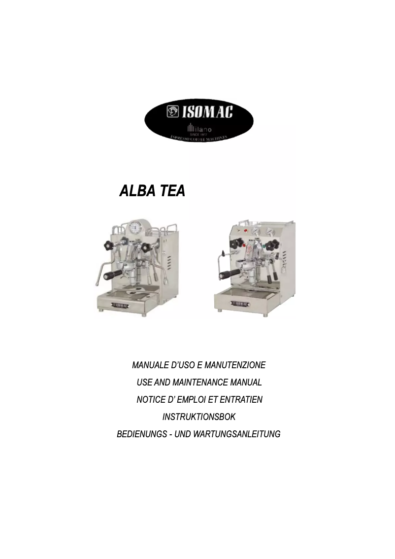 Image de la première page du manuel de l'appareil ALBA