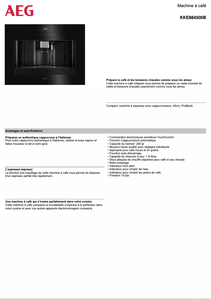 Image de la première page du manuel de l'appareil KKE884500B