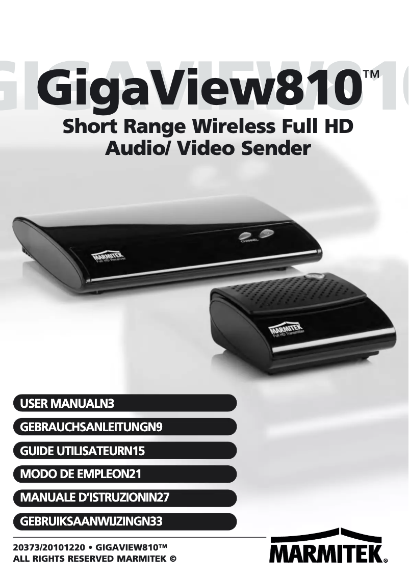Page 1 de la notice Manuel utilisateur Marmitek GigaView 810