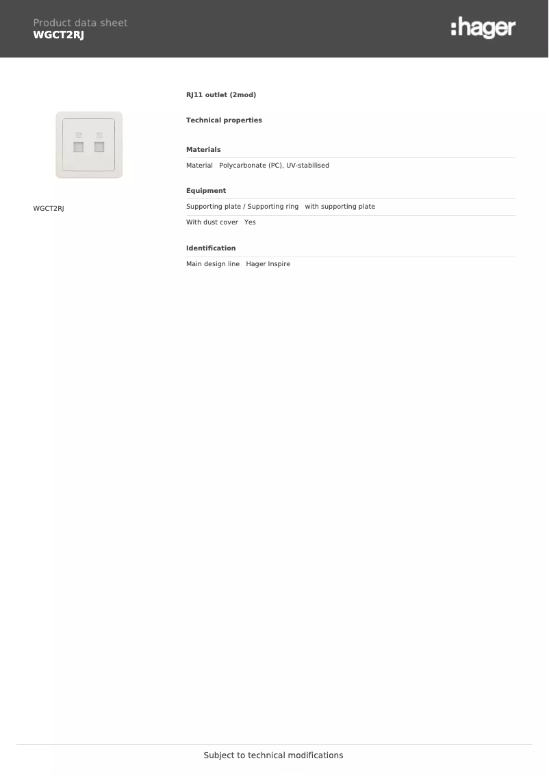 Image de la première page du manuel de l'appareil WGCT2RJ