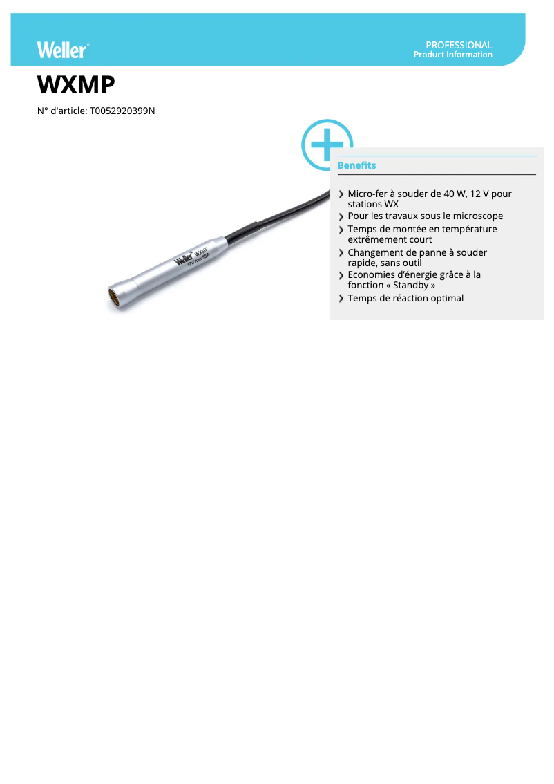 Page n°1 - Fiche technique Weller WXMP
