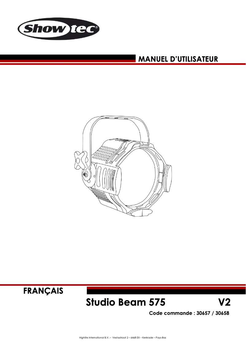 Page 1 de la notice Manuel utilisateur Showtec Studio Beam 575