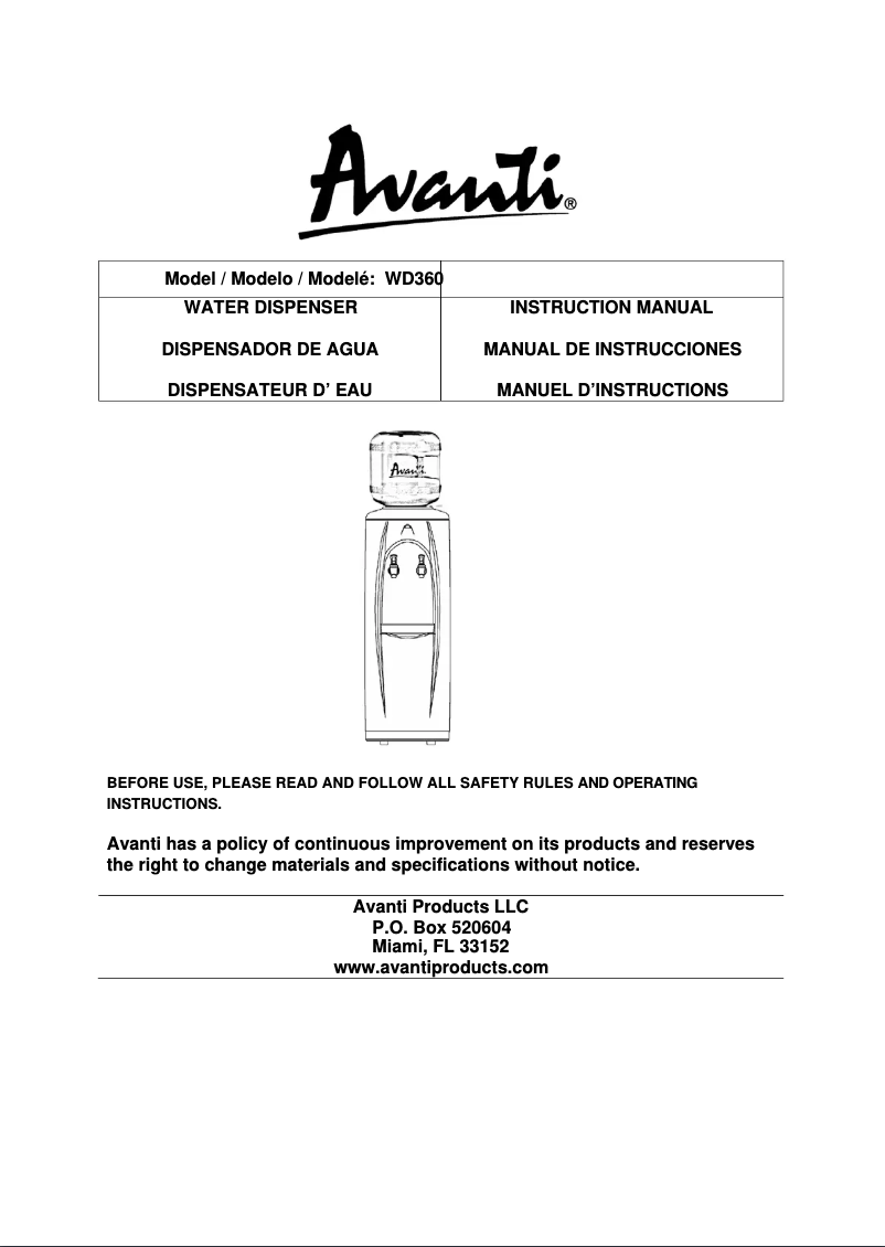 Image de la première page du manuel de l'appareil WD360