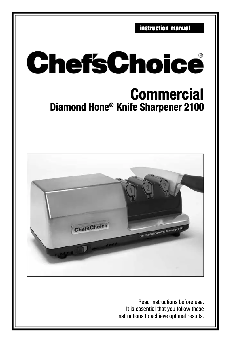 Page 1 de la notice Manuel utilisateur Chef's Choice Commercial Diamond Sharpener 2100