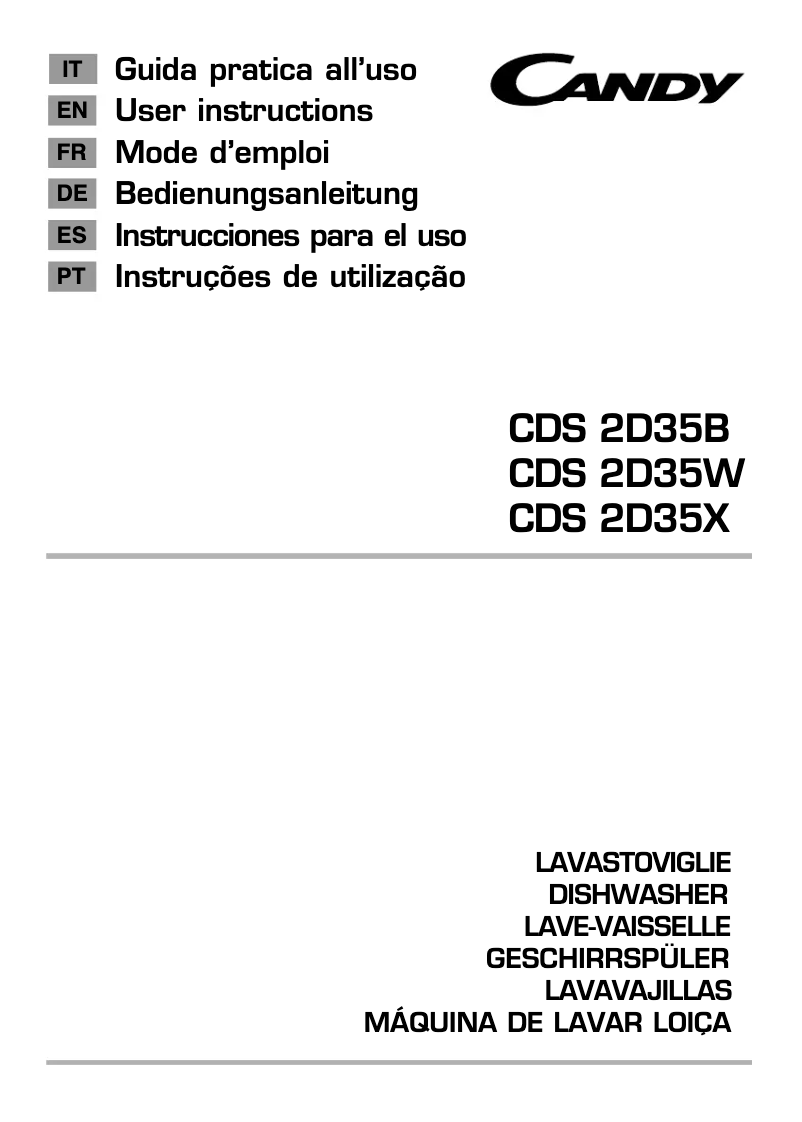 Page n°1 - Manuel utilisateur Candy CDS 2D35B