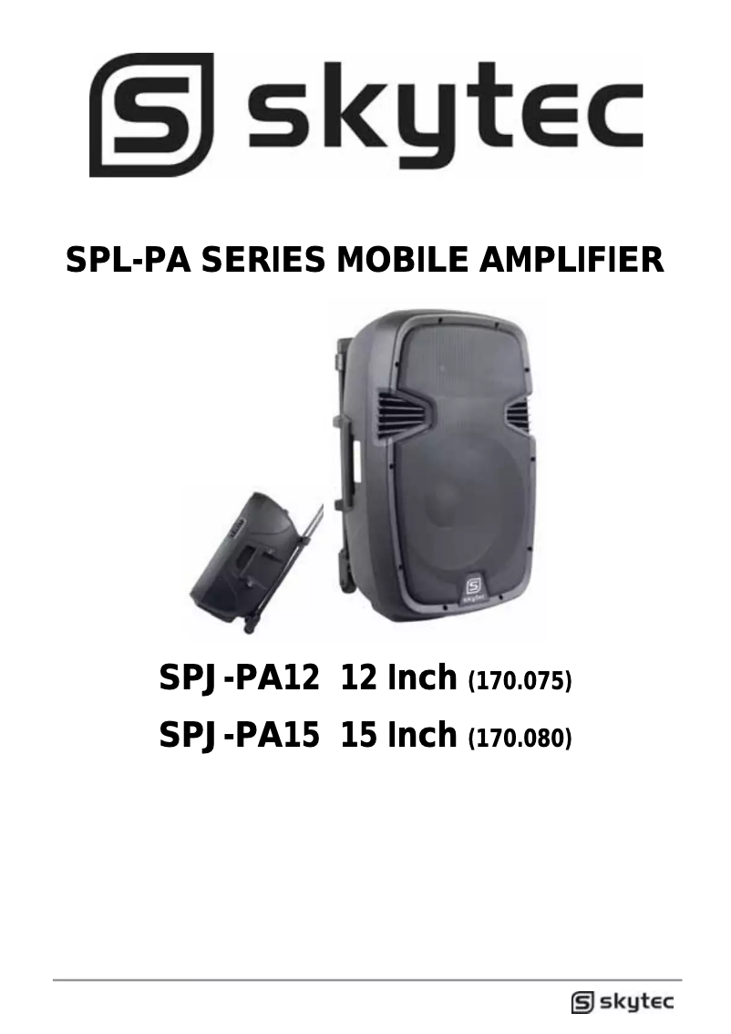 Page n°1 - Manuel utilisateur Skytec SPJ-PA12