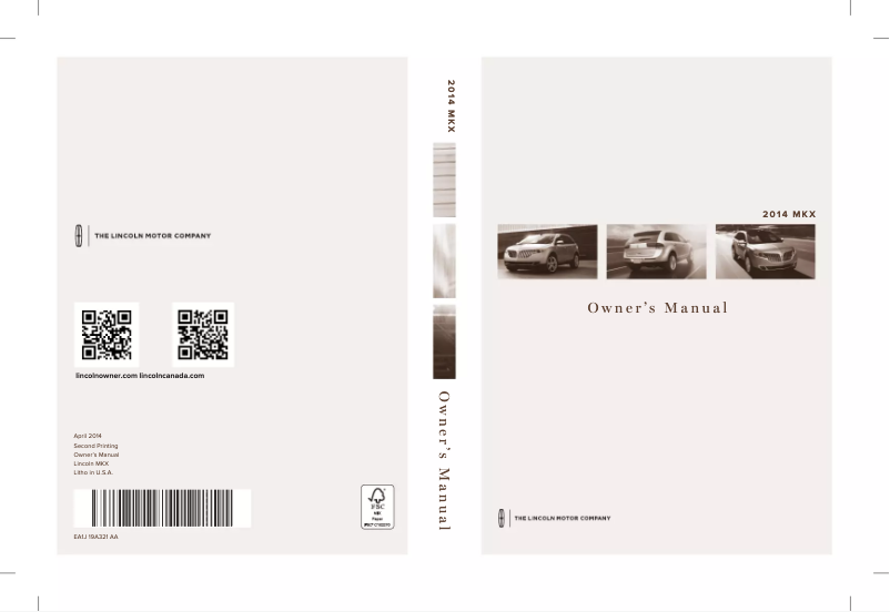 Page n°1 - Manuel utilisateur Lincoln MKX (2014)