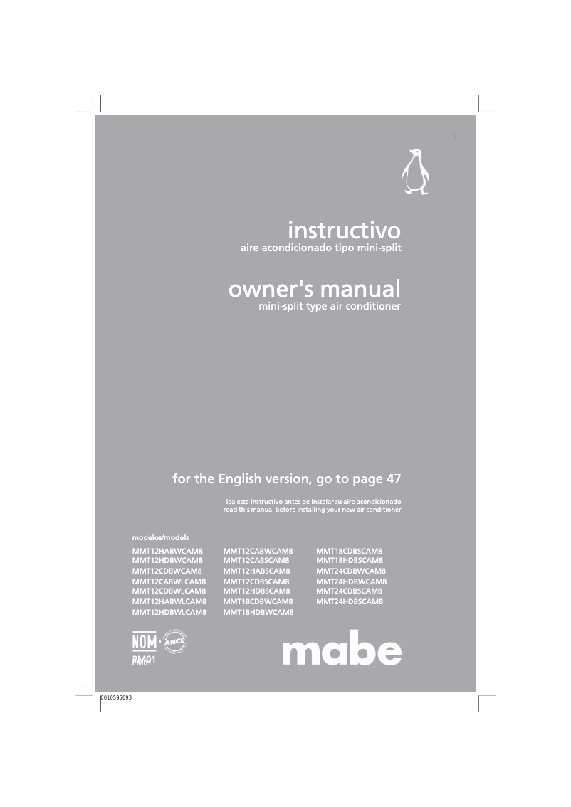 Page n°1 - Manuel utilisateur Mabe MMT12CABSCAM8
