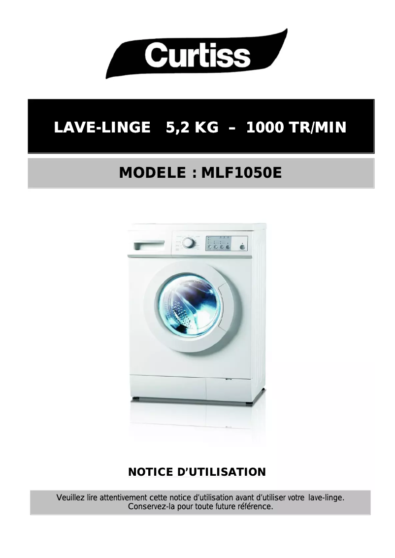 Page n°1 - Manuel utilisateur Curtiss MLF 1050 E