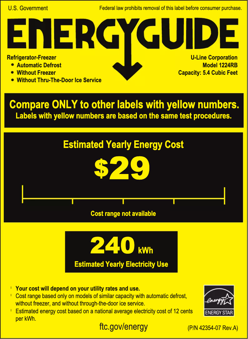 Page n°1 - Label énergétique U-Line U-1224RS-00B