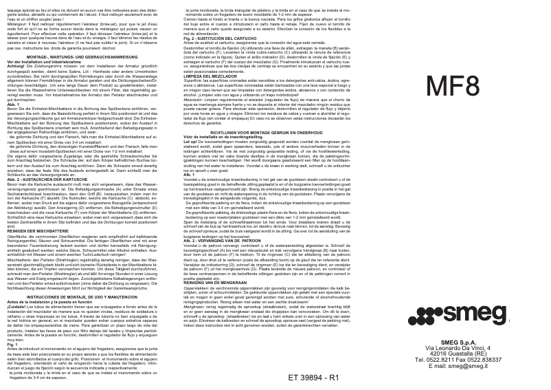 Page 1 de la notice Manuel utilisateur Smeg MF8RA2