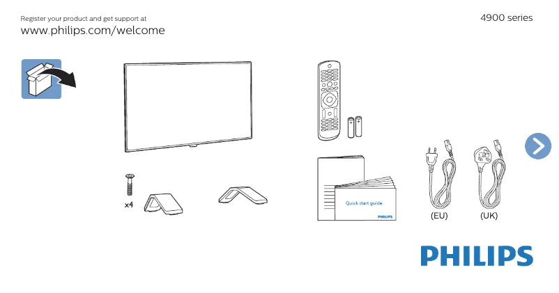 Page n°1 - Guide de démarrage rapide Philips 55PUH4900