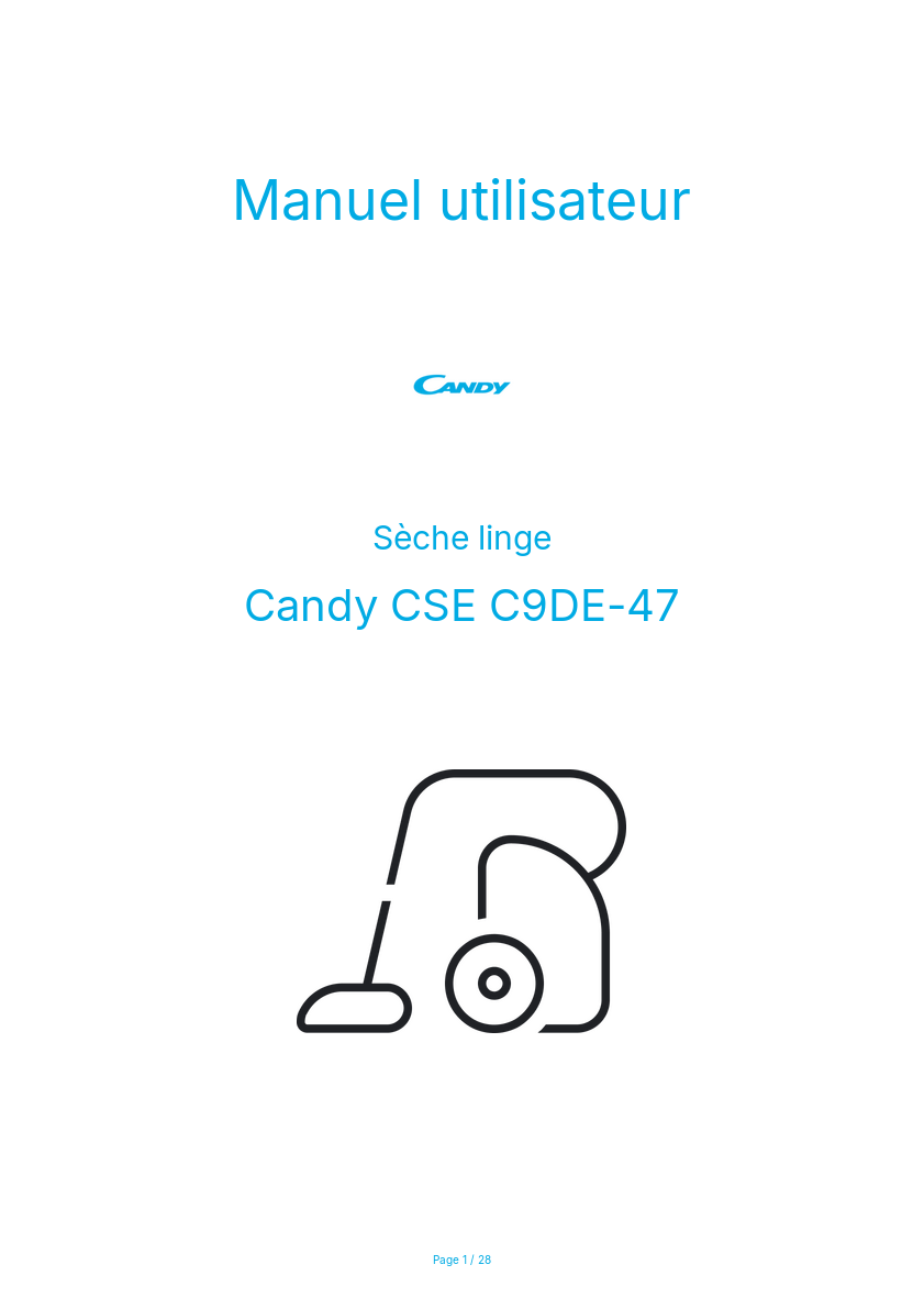 Page n°1 - Manuel utilisateur Candy CSE C9DE-47