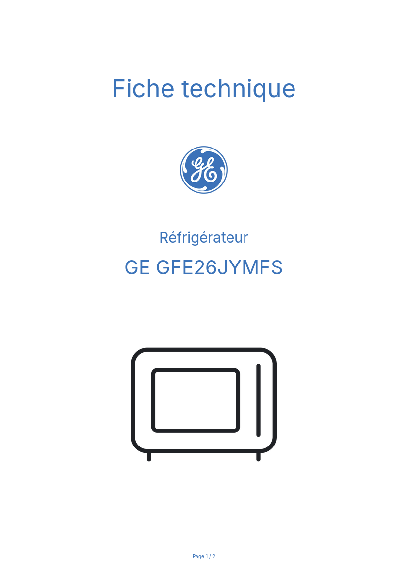 Image de la première page du manuel de l'appareil GFE26JYMFS