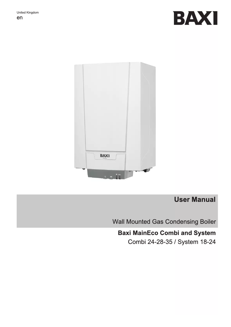 Page 1 de la notice Manuel utilisateur Baxi MainEco System 24