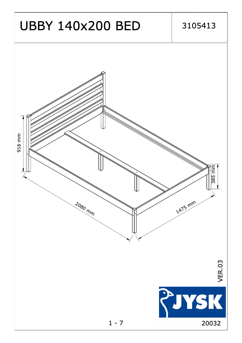 Página 1 del manual Manual de usuario JYSK Ubby (140x200)