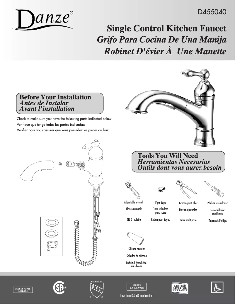 Página 1 del manual Manual de usuario Danze D455040