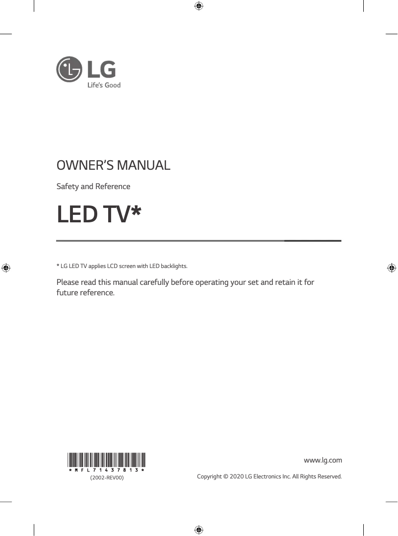 Page 1 de la notice Manuel utilisateur LG 70UN7380PVC