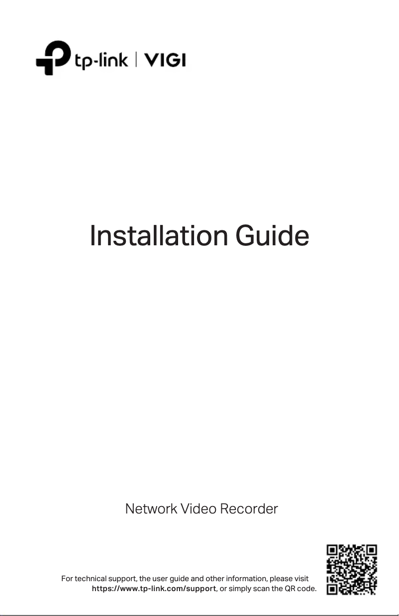 Page 1 de la notice Guide d'installation TP-Link VIGI NVR1008H