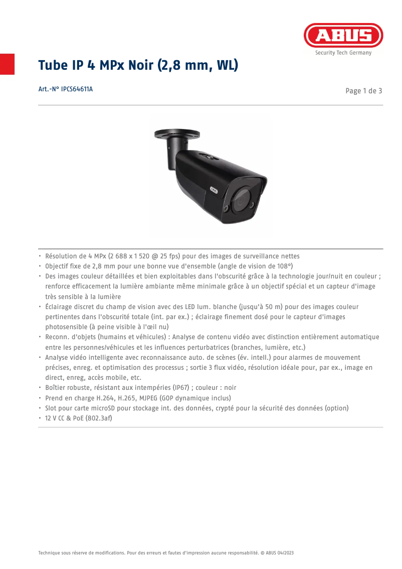 Imagen de la primera página del manual del dispositivo IPCS64611A