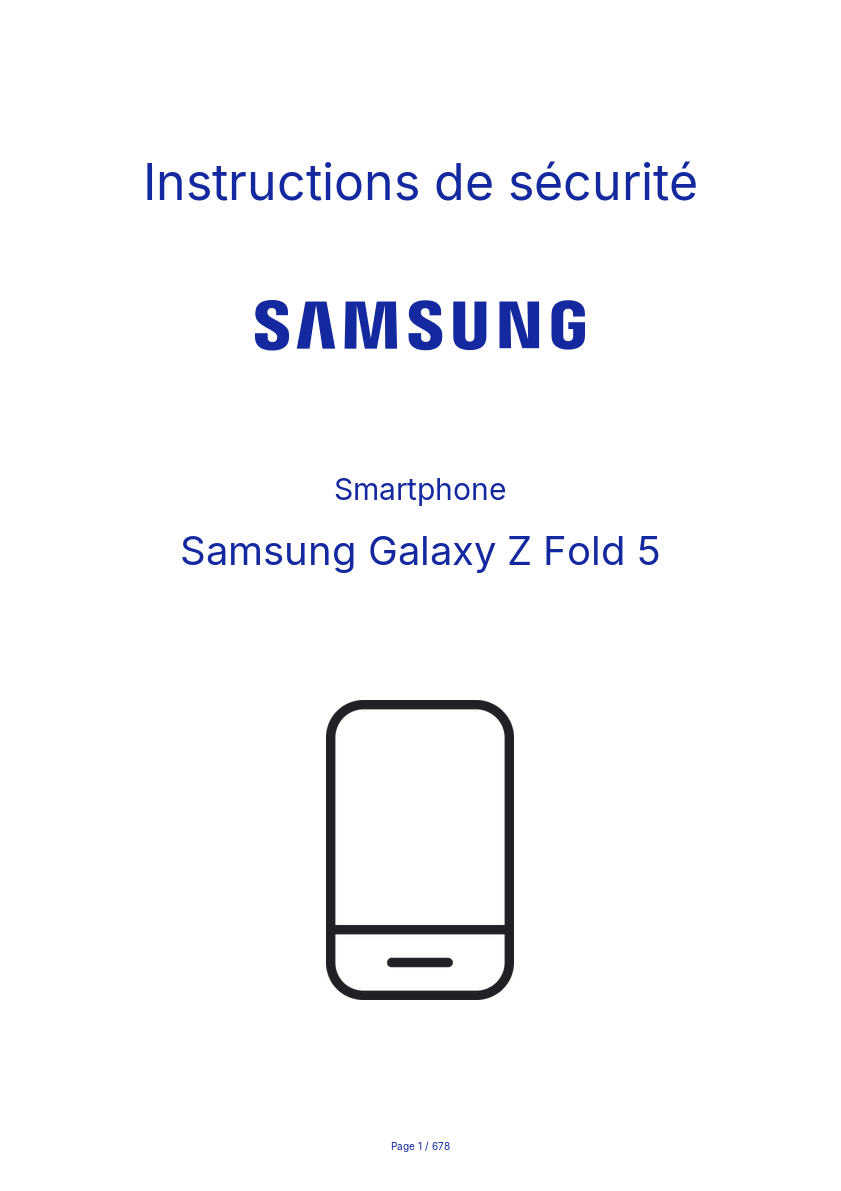 Image de la première page du manuel de l'appareil Galaxy Z Fold 5