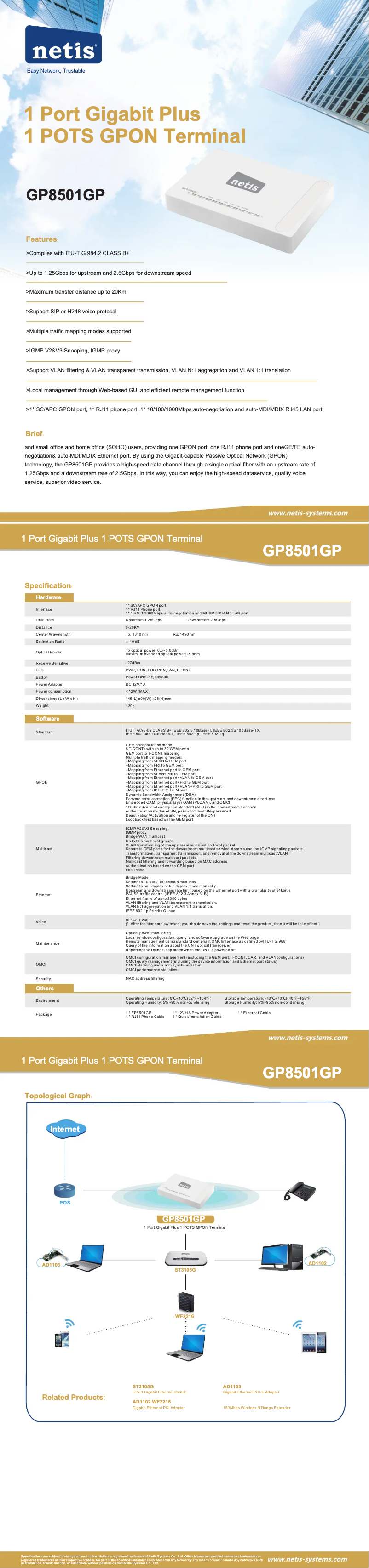 Page 1 de la notice Manuel utilisateur Netis GP8501GP