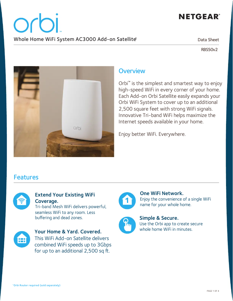 Image de la première page du manuel de l'appareil Orbi RBS50