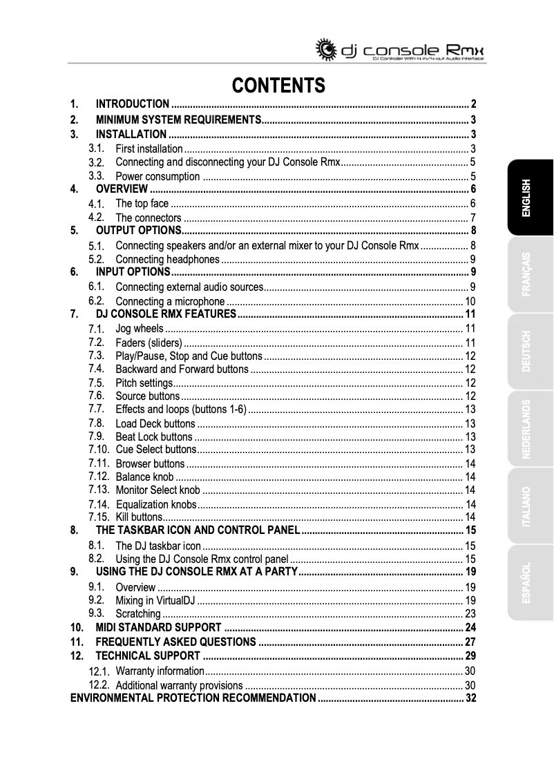 Page 1 de la notice Manuel utilisateur Hercules DJ Console RMX