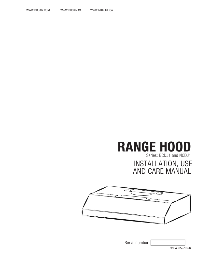 Page 1 de la notice Manuel utilisateur Broan BCDJ130SS