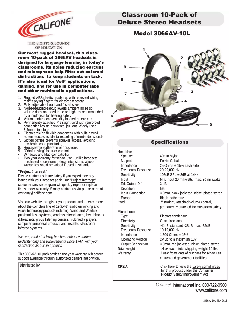 Image de la première page du manuel de l'appareil 3066AV-10L