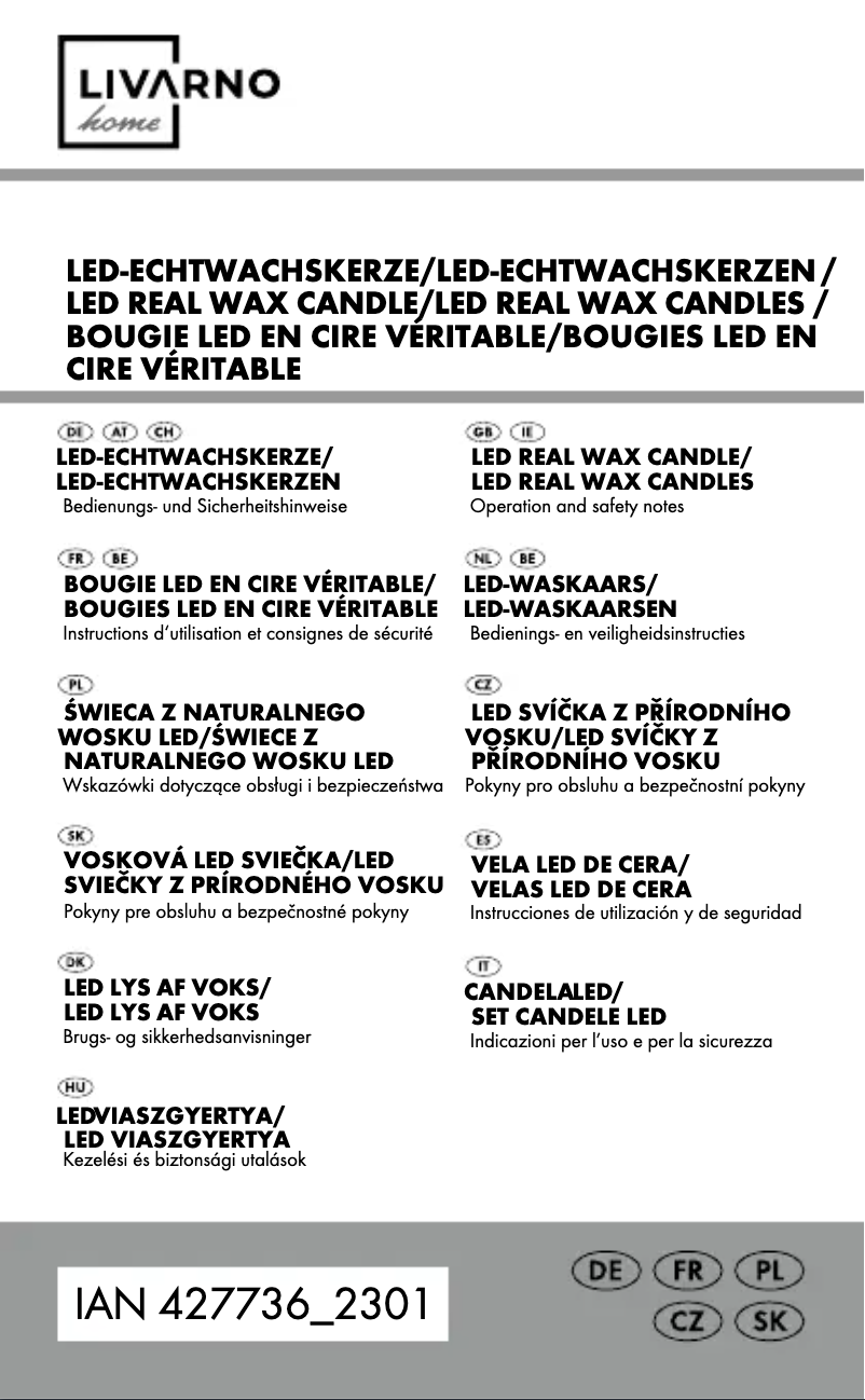 Page 1 de la notice Manuel utilisateur Livarno Lux IAN 427736