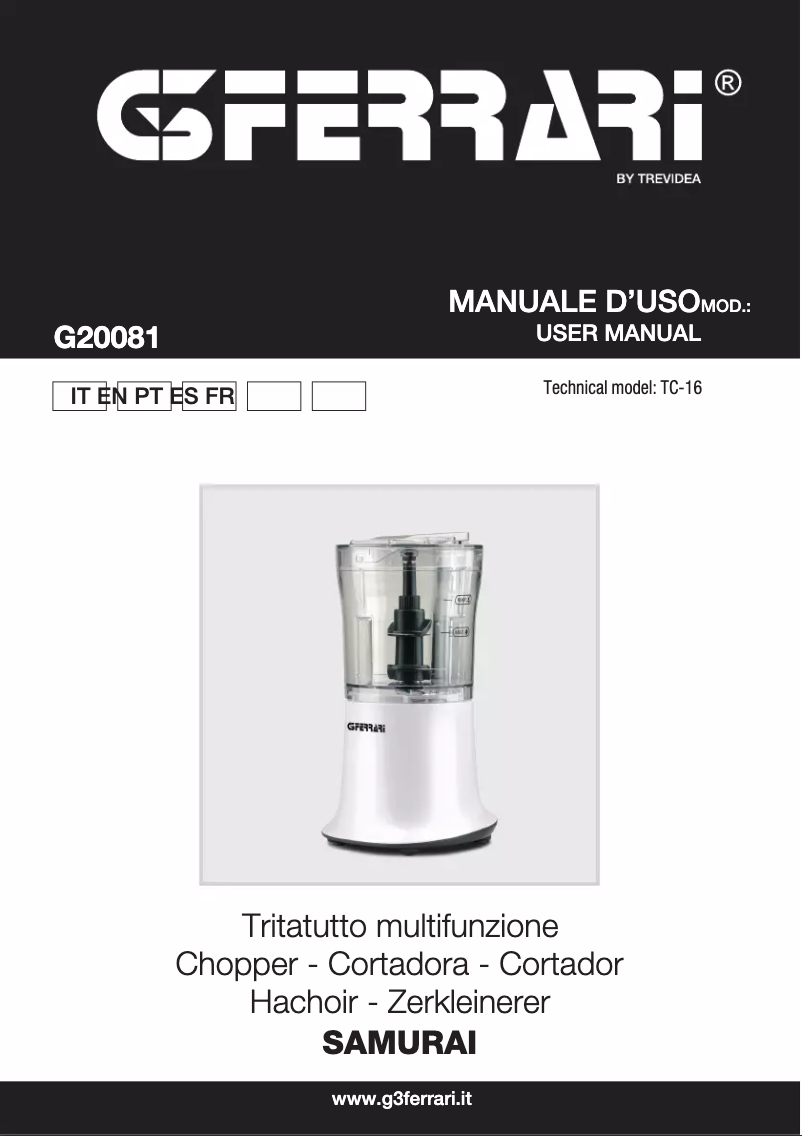 Image de la première page du manuel de l'appareil Samurai G20081