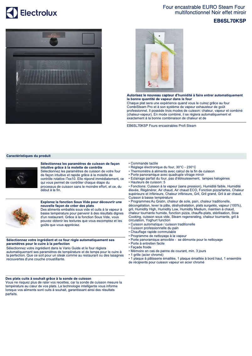 Page n°1 - Fiche technique Electrolux EB6SL70KSP