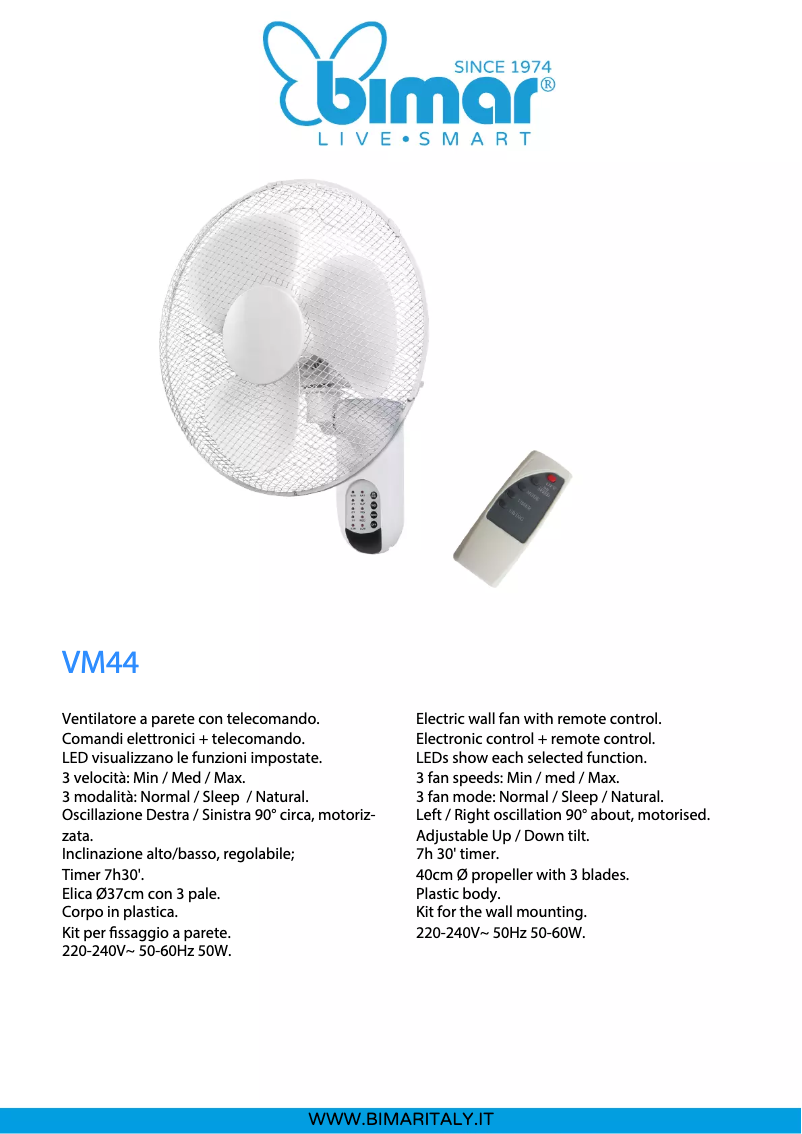 Page n°1 - Fiche technique Bimar VM44