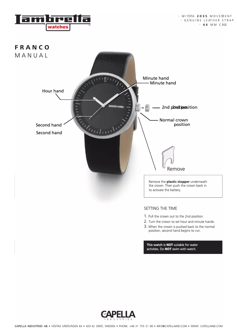 First page image of the manual for Franco