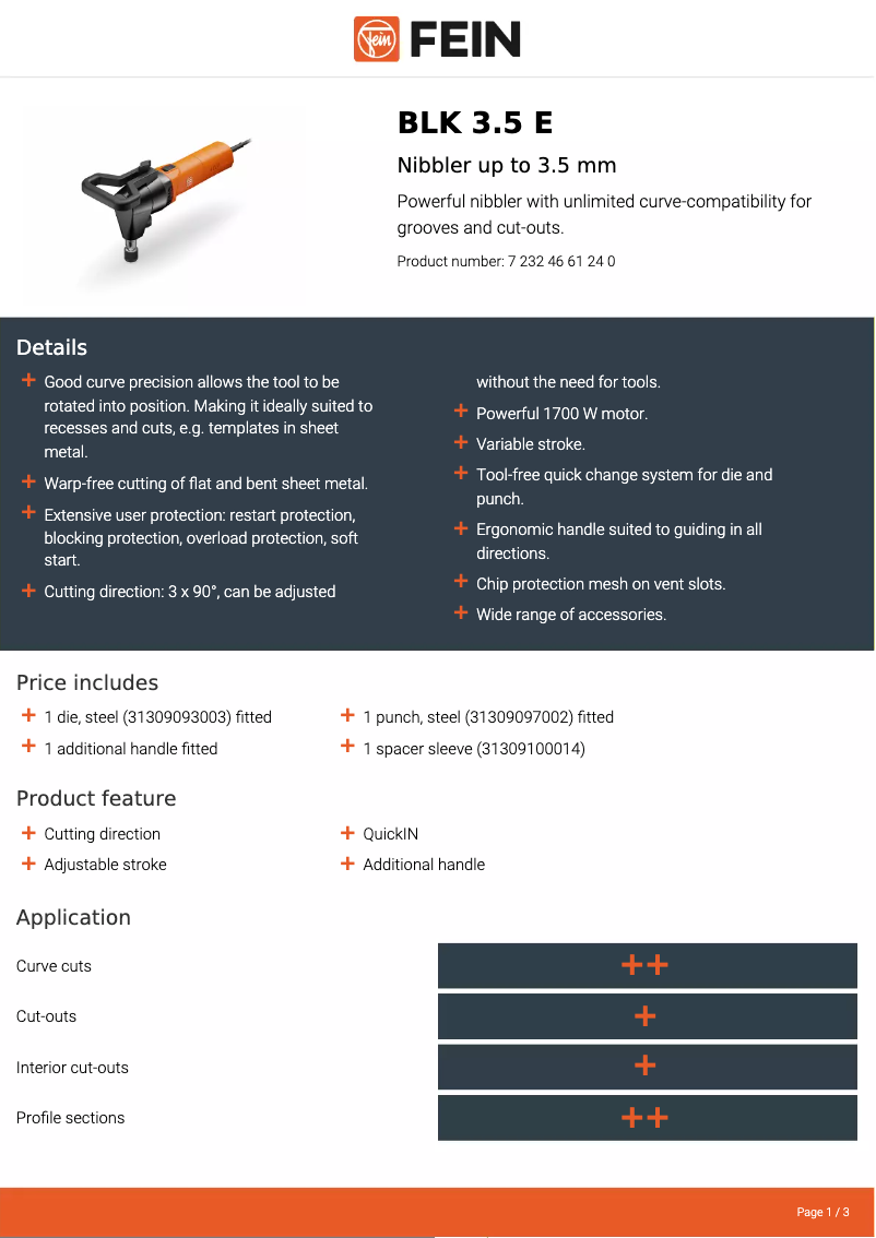 Image de la première page du manuel de l'appareil BLK 3.5 E