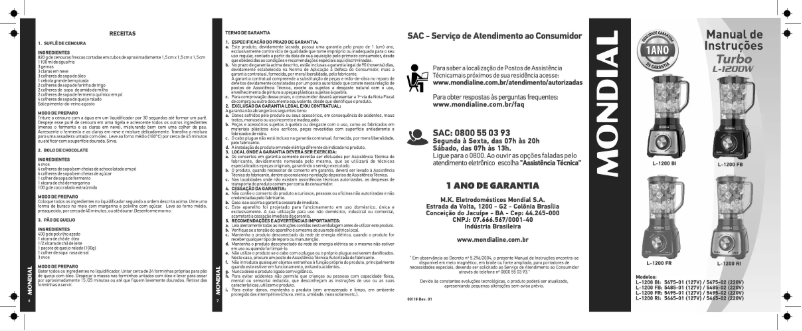 Image de la première page du manuel de l'appareil Turbo L-1200FB